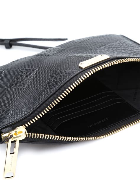 burberry embossed leather clutch bag